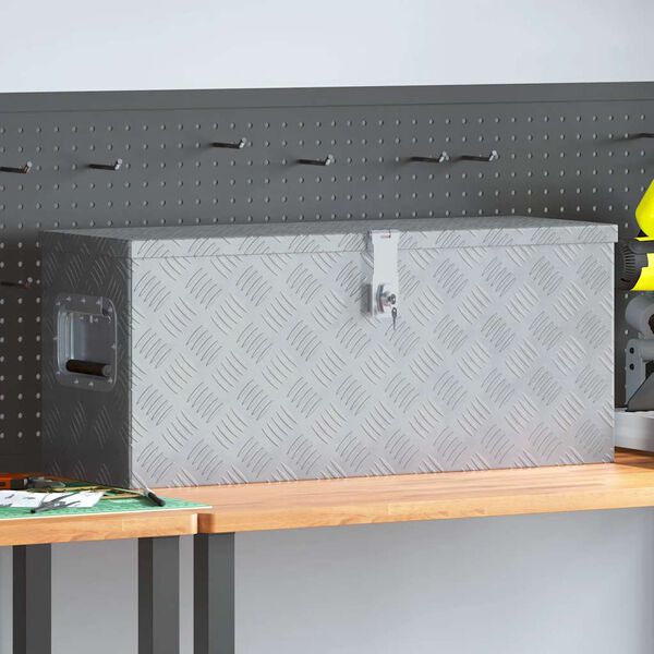 vidaXL Cutie din aluminiu, 76,5 x 26,5 x 33 cm, argintiu