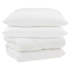 vidaXL Duvet de iarnă cu pernă 3 buc. Alb Microfibră