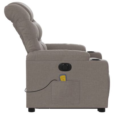 vidaXL Fotoliu electric masaj rabatabil cu ridicare, gri taupe, textil