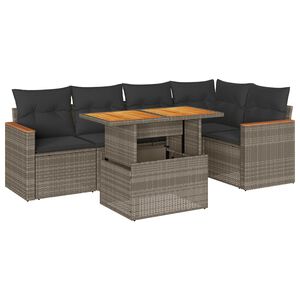 vidaXL Set mobilier grădină cu perne 6 piese gri poliratan/lemn acacia