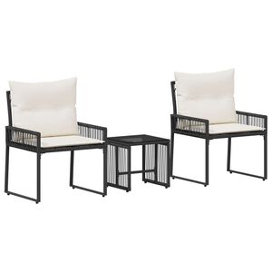 vidaXL Set de Mobilier pentru Exterior 7 pcs Negru și Alb crem