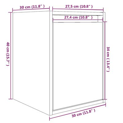 vidaXL Dulapuri de perete 2 buc. alb, 30x30x40 cm, lemn masiv de pin