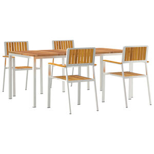 vidaXL Set dining pentru exterior 5 pcs Maro Lemn Solid de Acacia
