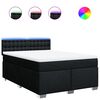 vidaXL Pat box spring cu saltea, negru, 140x190 cm, textil