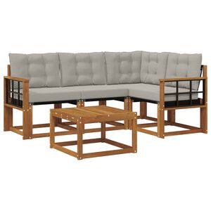 vidaXL Set de canapele de exterior 5 buc. Gri natural și deschis