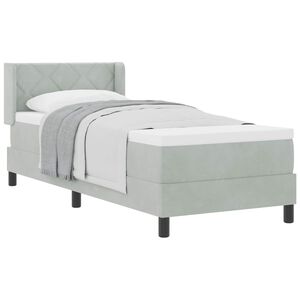 vidaXL Pat cu arcuri cu headboard Gri deschis 200 x 80 cm Catifea