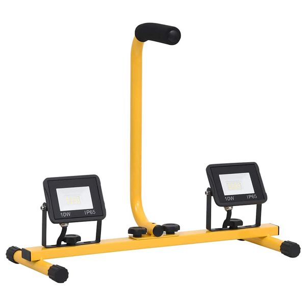 vidaXL Proiector cu LED și m&acirc;ner, 2x10 W, alb cald