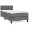 vidaXL Pat box spring cu saltea, gri, 100x200 cm, piele ecologică