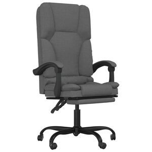vidaXL Scaun de birou rabatabil cu masaj, gri &icirc;nchis, material textil