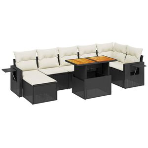 vidaXL Set mobilier de grădină cu perne, 8 piese, negru, poliratan