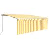 vidaXL Copertină retractabilă manual cu stor&LED, galben&alb, 4x3 m