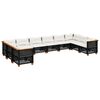 vidaXL Set canapele de grădină cu perne, 10 piese, negru, poliratan