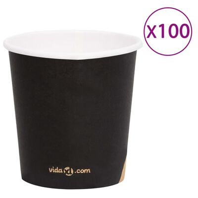 vidaXL Pahare de cafea de hârtie, 100 buc., negru, 120 ml