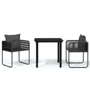 vidaXL Set de mobilier pentru grădină, 3 piese, negru