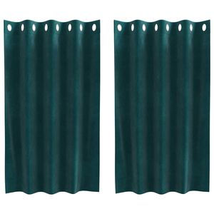 vidaXL Perdele opace 2 pcs Verde &icirc;nchis 140 x 140 cm Catifea