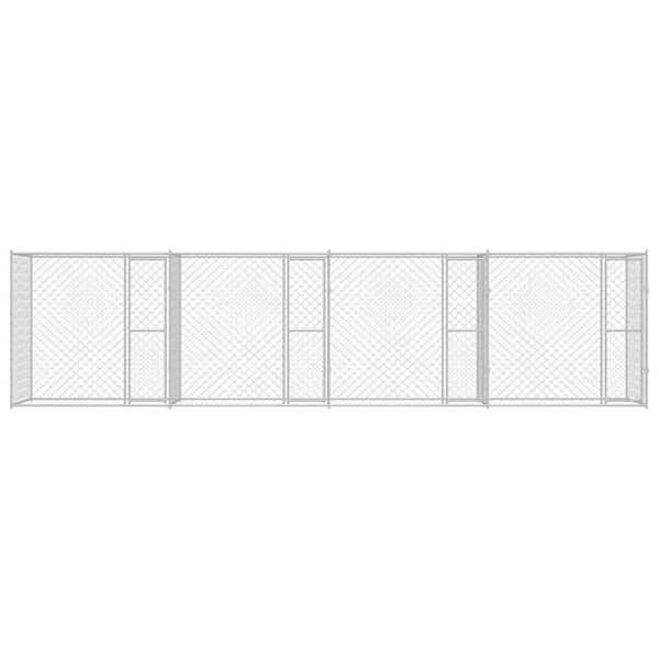 vidaXL Cușcă pentru c&acirc;ine Argintiu 800 x 200 x 200 cm Oțel Galvanizat