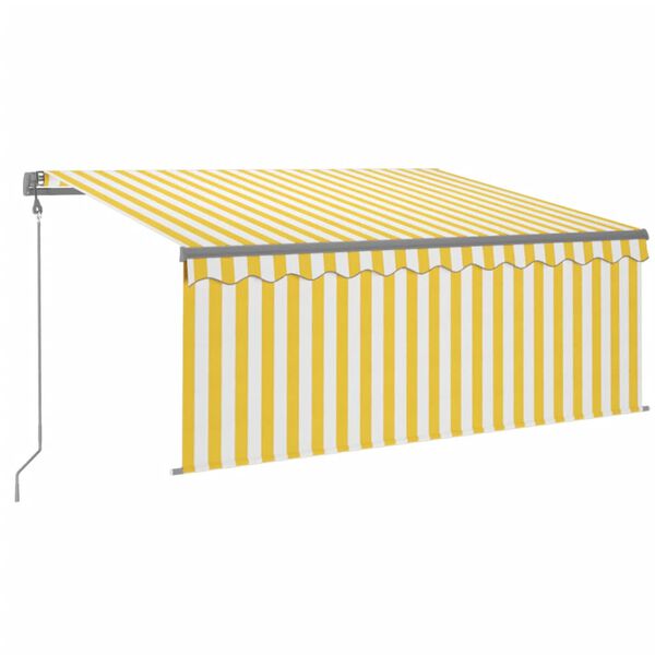 vidaXL Copertină retractabilă automat cu stor, galben & alb, 3x2,5 m