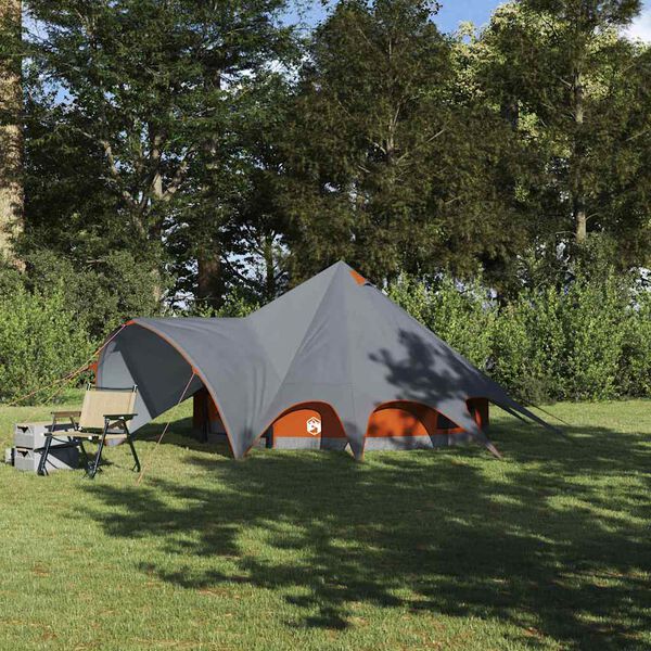 vidaXL Cort Teepee cu acoperiș Gri și Portocalie 600 x 600 x 347 cm