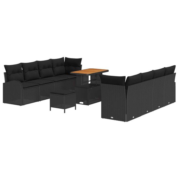 vidaXL Set de canapele pentru grădină cu pernă cu pernă 11 pcs Negru