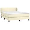 vidaXL Pat box spring cu saltea, crem, 140x190 cm, piele ecologică