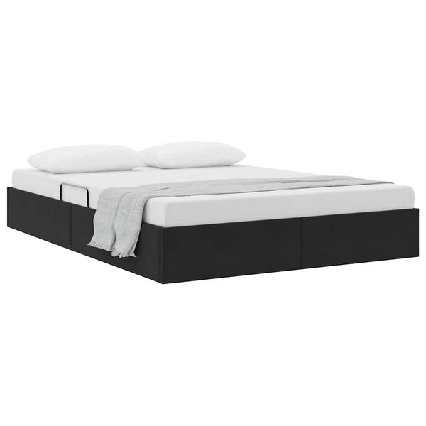 vidaXL Pat cu storage cu headboard Negru 135 x 190 cm Catifea