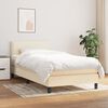 vidaXL Pat box spring cu saltea, crem, 100x200 cm, textil