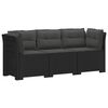 vidaXL Sofa de grădină cu 3 locuri, cu perne, aspect de rattan PP