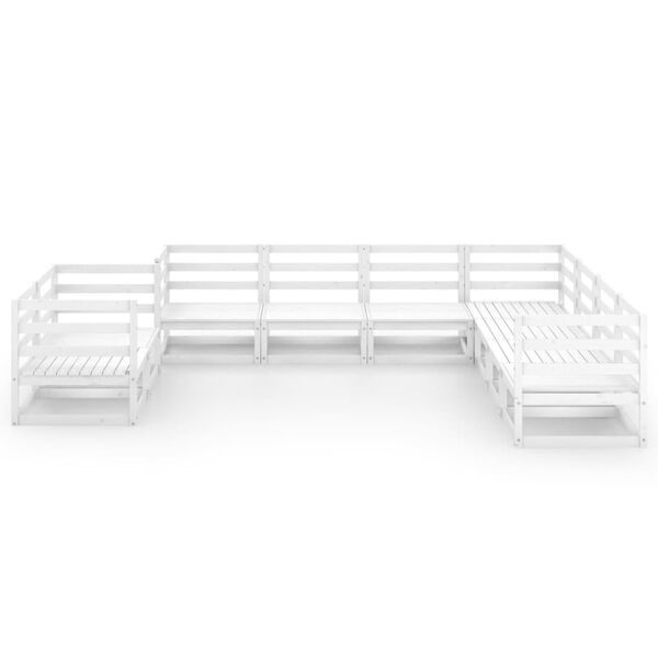 vidaXL Set mobilier de grădină, 9 piese, alb, lemn masiv de pin