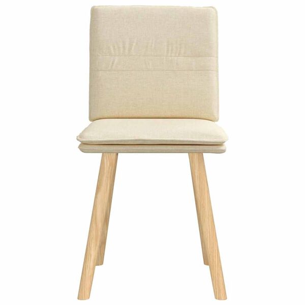 vidaXL Scaune de bucătărie, 2 buc., crem, material textil