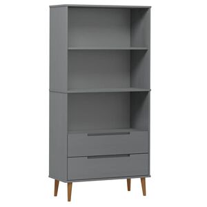 vidaXL Bibliotecă &bdquo;MOLDE&rdquo; gri, 85x35x170,5 cm, lemn masiv de pin