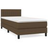 vidaXL Pat box spring cu saltea, maro &icirc;nchis, 100x200 cm, textil