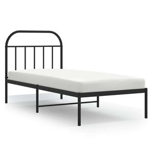 vidaXL Cadru pat metalic cu tăblie, negru, 90x200 cm