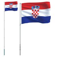 vidaXL Steag Croația și stâlp din aluminiu, 5,55 m