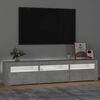 vidaXL Comodă TV cu lumini LED, gri beton, 180x35x40 cm