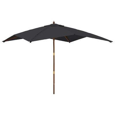 vidaXL Umbrelă de grădină stâlp din lemn, negru, 300x300x273 cm
