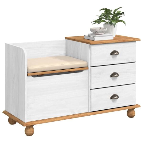 vidaXL Bancă cu spațiu de depozitare ASKIM Alb 100 x 39 x 62 cm