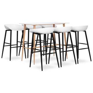 vidaXL Set mobilier de bar, 7 piese, alb