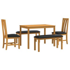 vidaXL Set de dining 5 buc. Negru Lemn de stejar masiv
