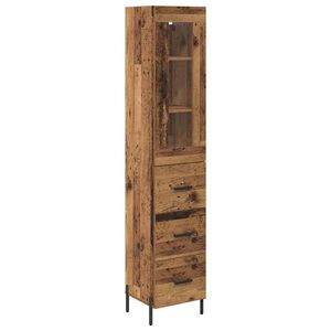 vidaXL Bufet cu sertar Lemn Vechi 34,5 x 34 x 180 cm Lemn compozit