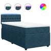 vidaXL Pat box spring cu saltea, albastru, 100x200 cm, catifea