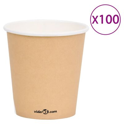 vidaXL Pahare de cafea de hârtie, 100 buc., maro, 200 ml