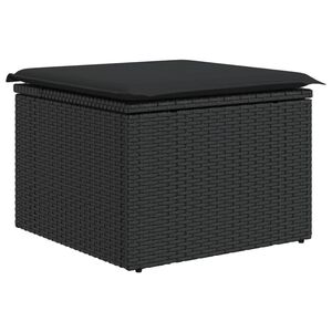 vidaXL Scaun de grădină cu pernă, negru, 55x55x37 cm, poliratan