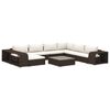 vidaXL Set mobilier de grădină cu perne, 10 piese, maro, poliratan
