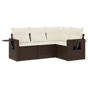 vidaXL Set canapele de grădină, 4 piese, cu perne, maro poliratan maro