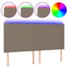 vidaXL Tăblie de pat cu LED, gri taupe, 200x5x118/128 cm, textil