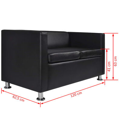 vidaXL Set canapele 3 și 2 locuri și fotoliu, negru, piele artificială