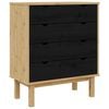 vidaXL Comodă cu sertare cu sertar OTTA Negru 76,5 x 39,5 x 90 cm