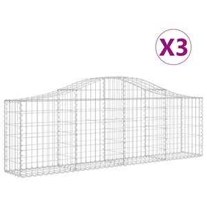 vidaXL Coșuri gabion arcuite 3 buc, 200x30x60/80 cm, fier galvanizat