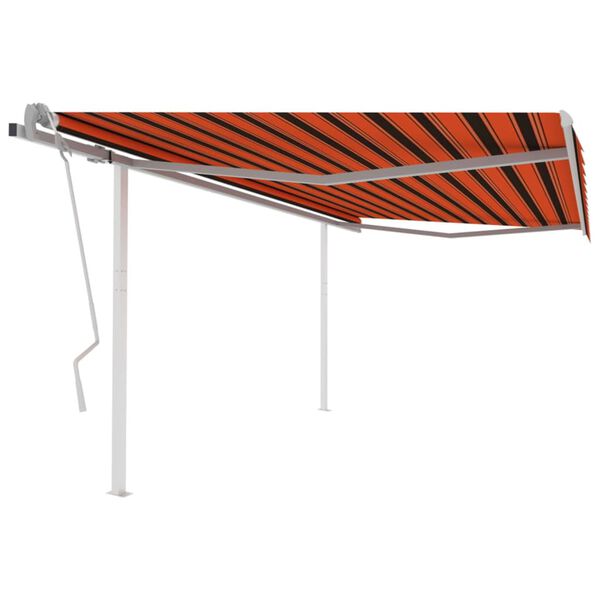 vidaXL Copertină retractabilă manual st&acirc;lpi portocaliu/maro,4,5x3,5 m