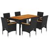 vidaXL Set mobilier grădină perne 7 piese negru poliratan/lemn acacia